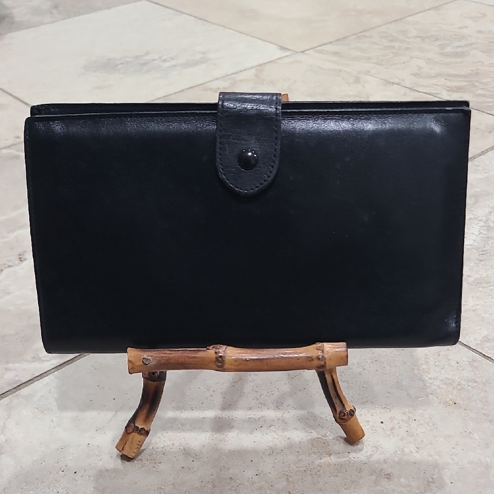 SERMONETA-ROMA Genuine Black Leather Wallet Card Holder.